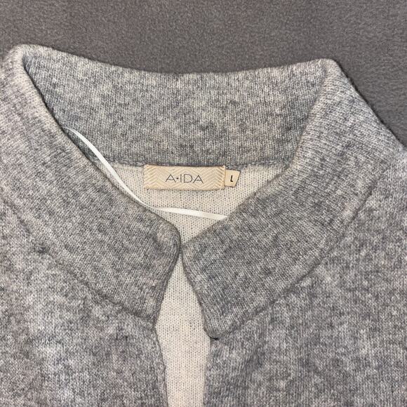 A.ida Gray Wool Sweater Cardigan Size Large Wool Blend Italy Pockets - Picture 4 of 10